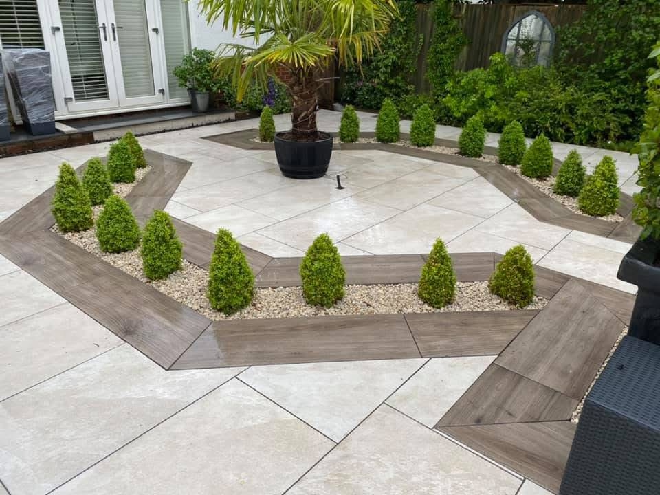 Beautifully landscaped garden with patio and seating